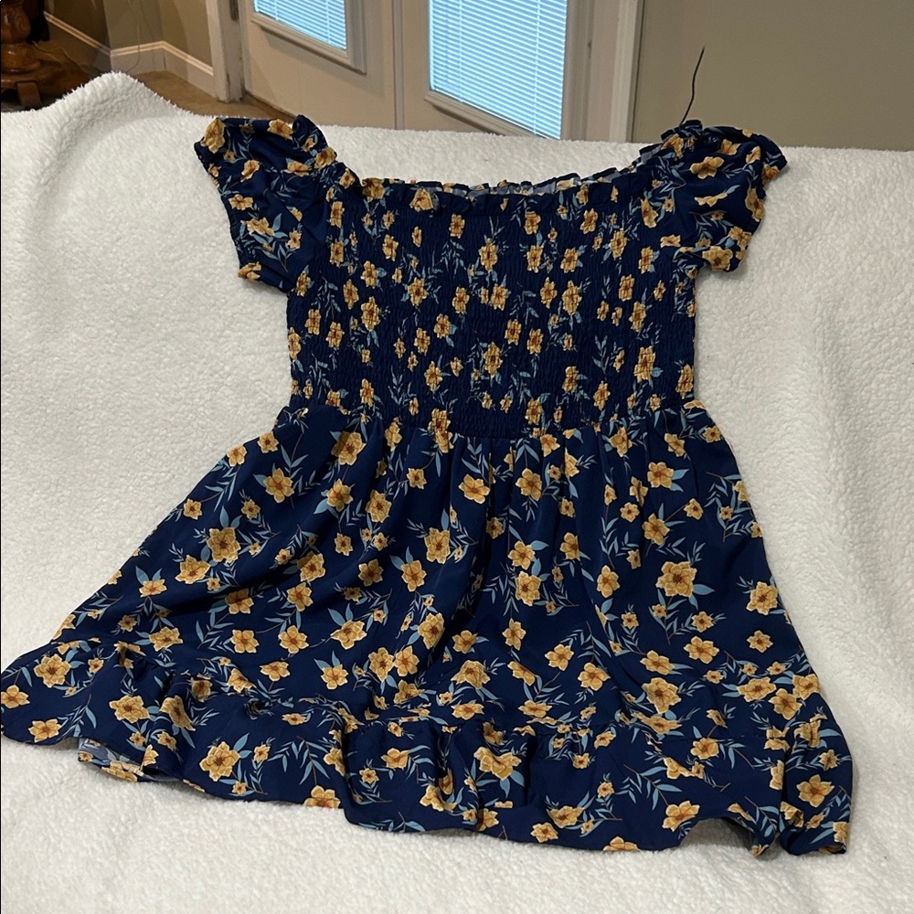 SHEIN Navy Blue Floral Mini Dress